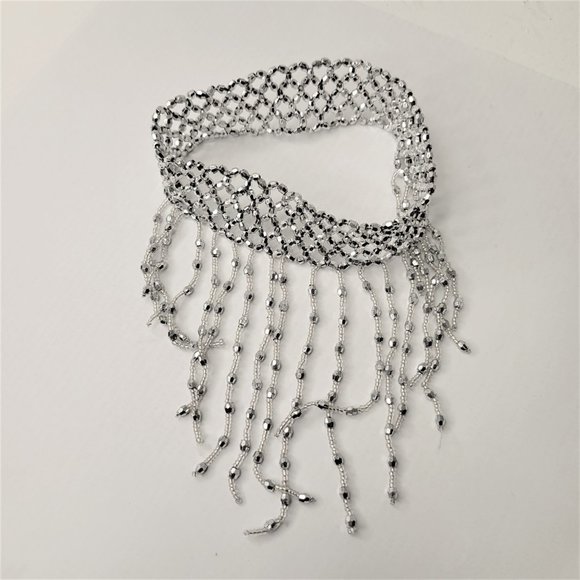 SilverTassel Choker Necklace & Arm Wrist Jewelry Accessory Halloween NEW - Picture 14 of 15